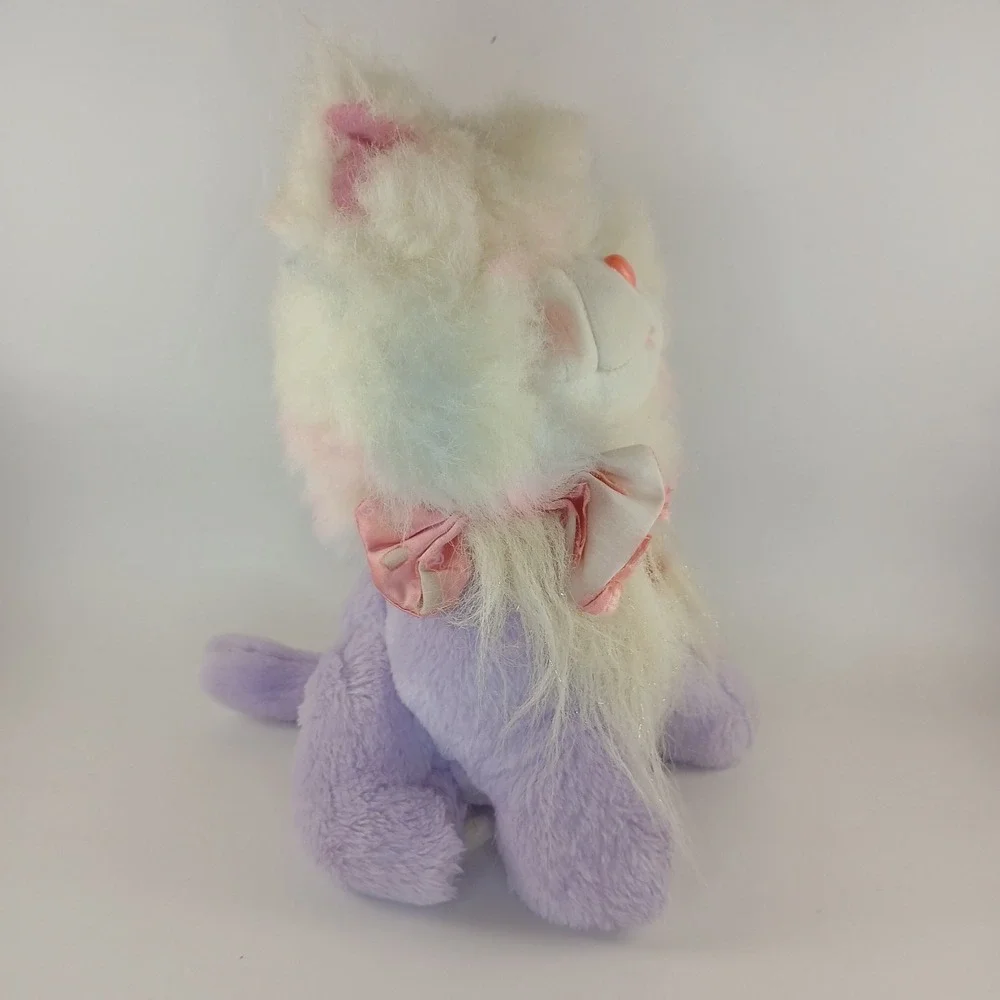 Vtg 1986 Mattel Barbie Rockers Plush White Purple Sparkle Cat Kitten Stuffed Toy